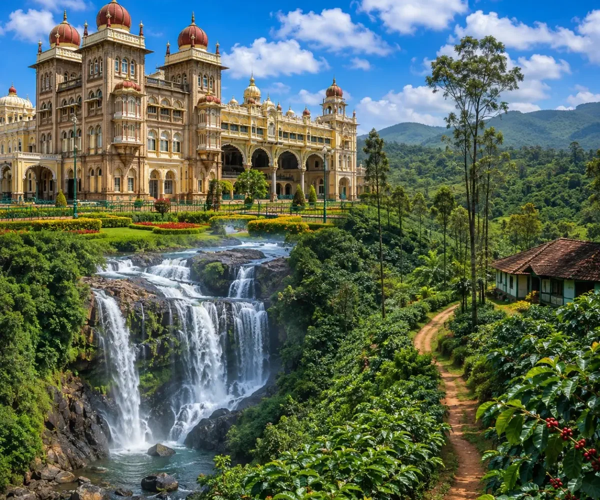 Mysuru & Coorg Tour Package featuring Mysore Palace, Chamundi Hills, Abbey Falls and Coorg coffee plantations