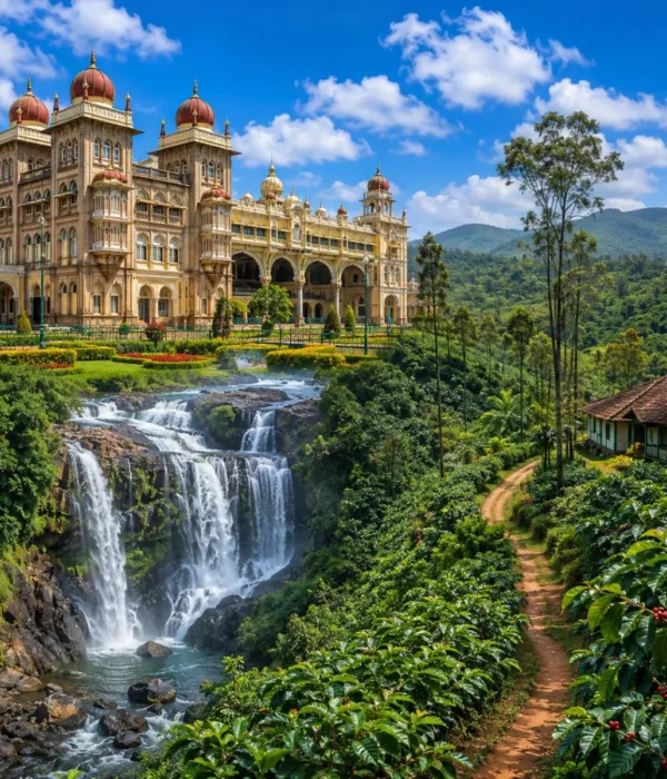 Mysuru & Coorg Tour Package featuring Mysore Palace, Chamundi Hills, Abbey Falls and Coorg coffee plantations