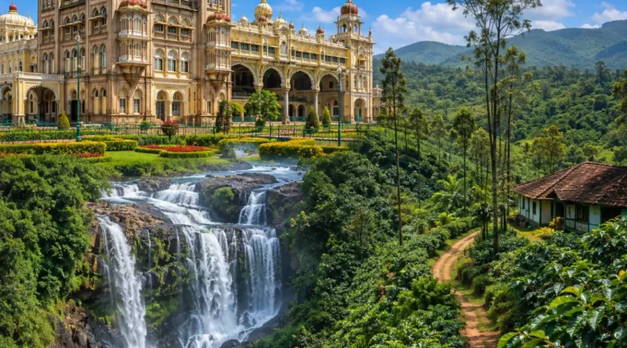 Mysuru & Coorg Tour Package featuring Mysore Palace, Chamundi Hills, Abbey Falls and Coorg coffee plantations