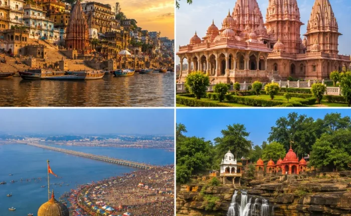 Varanasi Ayodhya Prayagraj Chitrakoot Tour Package featuring Kashi Vishwanath Temple, Shri Ram Janmabhoomi Mandir, Triveni Sangam and Ram Ghat Chitrakoot.