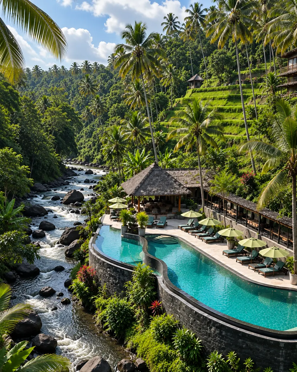 Bali rice terraces and beach